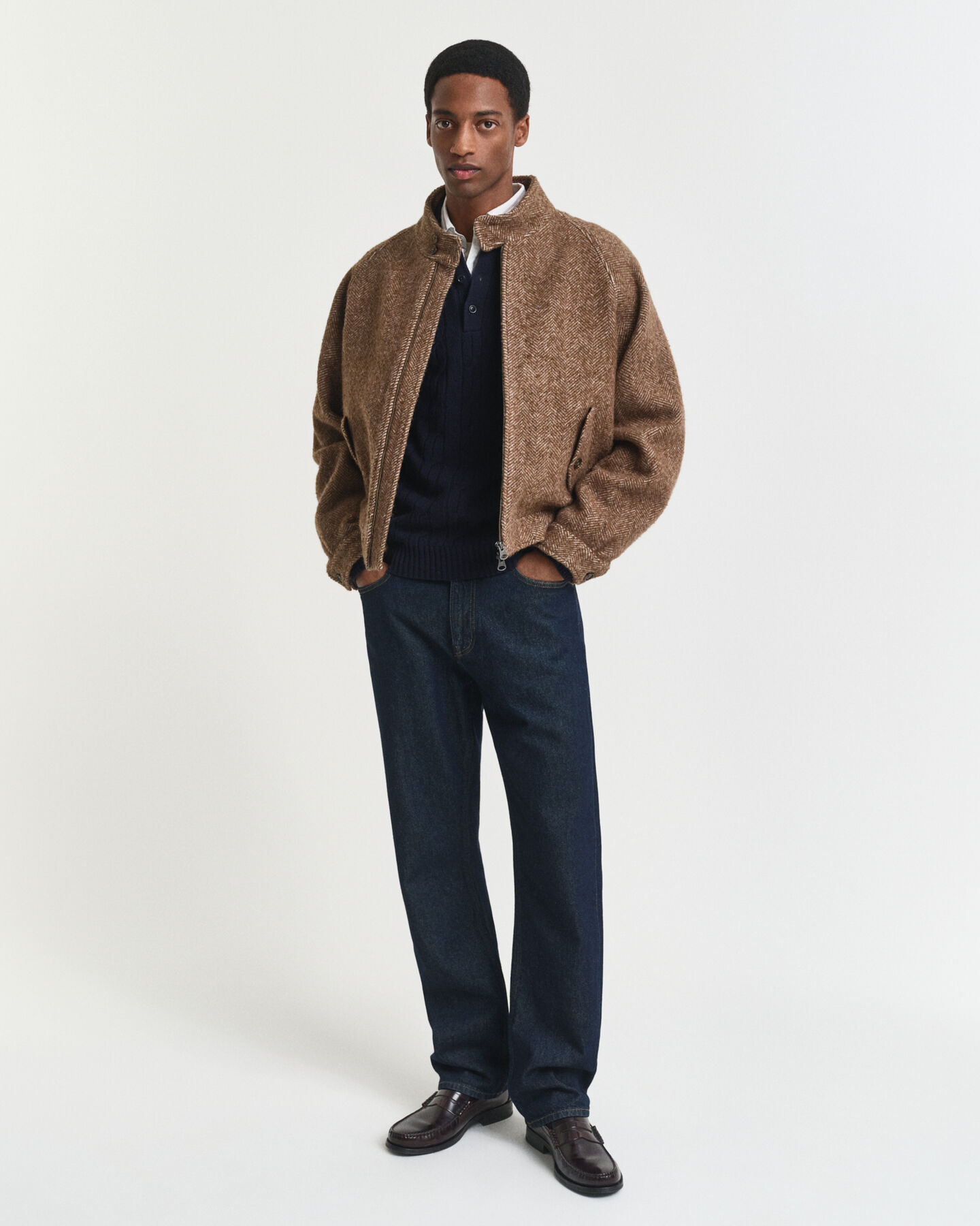 Kabelgebreide polotrui van lamswol