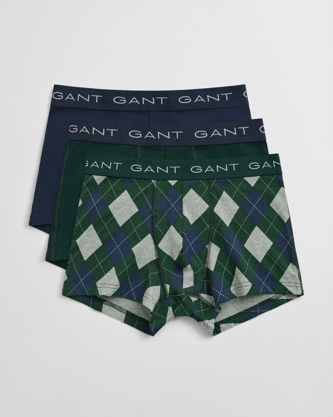 Set van drie boxershorts met argyle-print