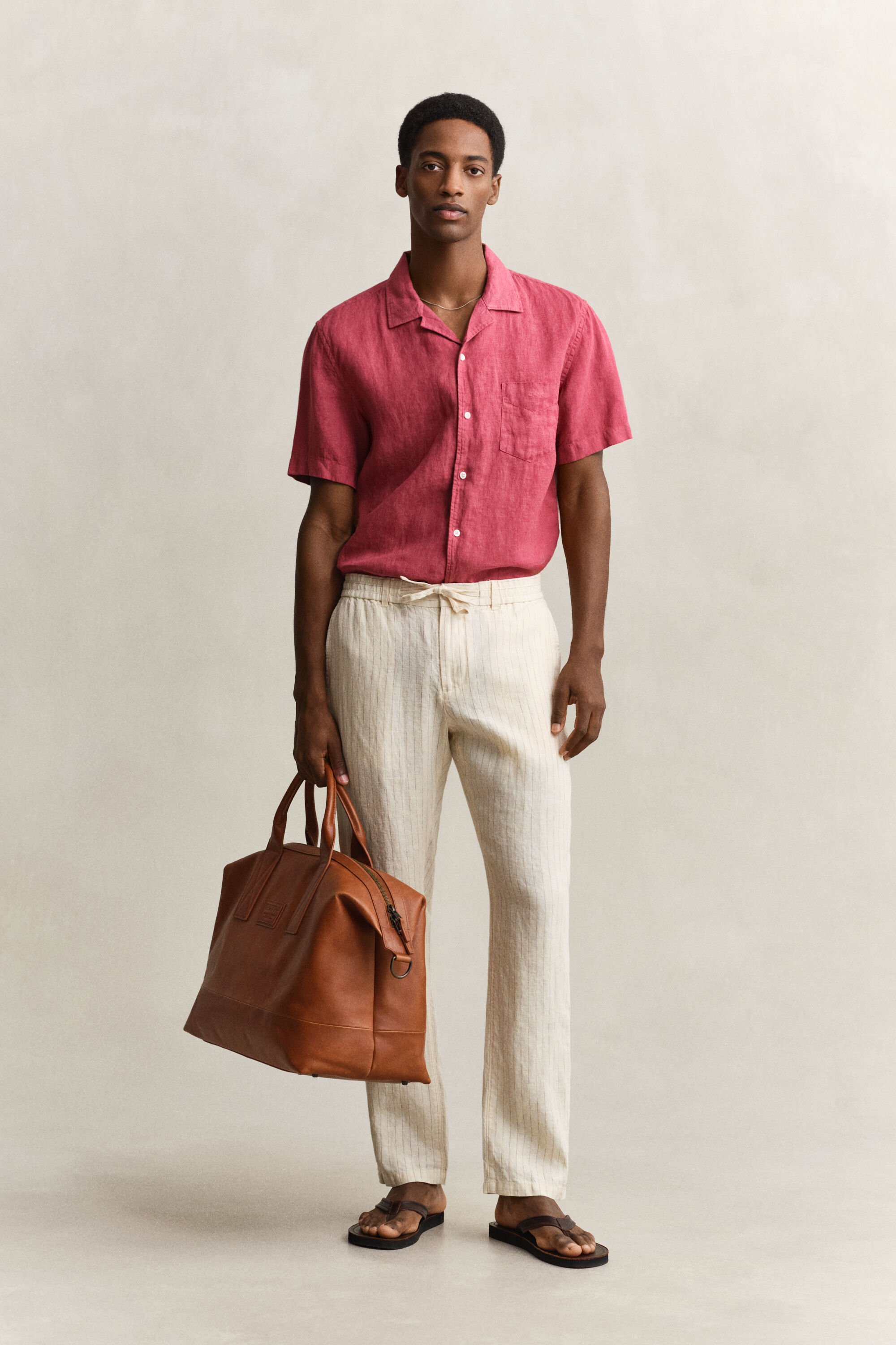 Gestreepte linnen broek