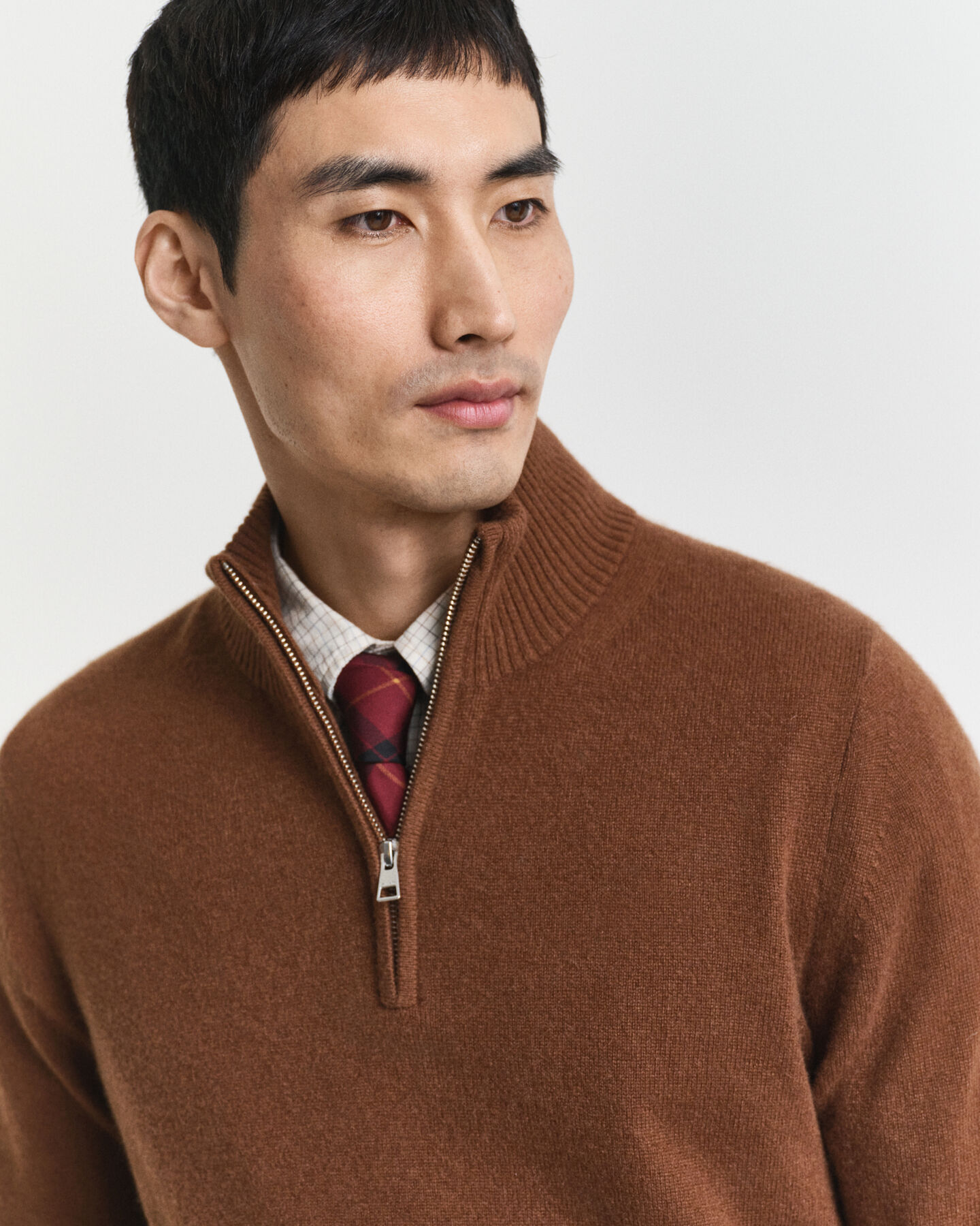 Kasjmier trui met korte rits