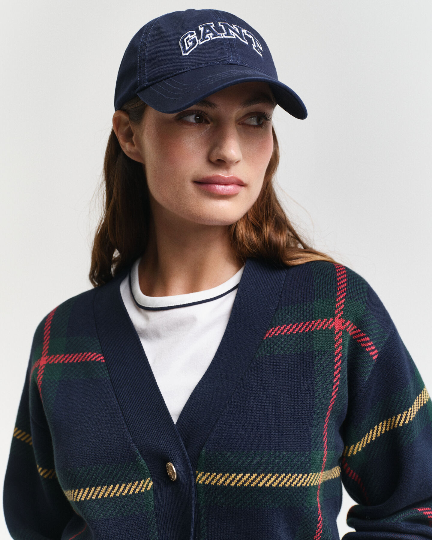 Geruit vest met V-hals