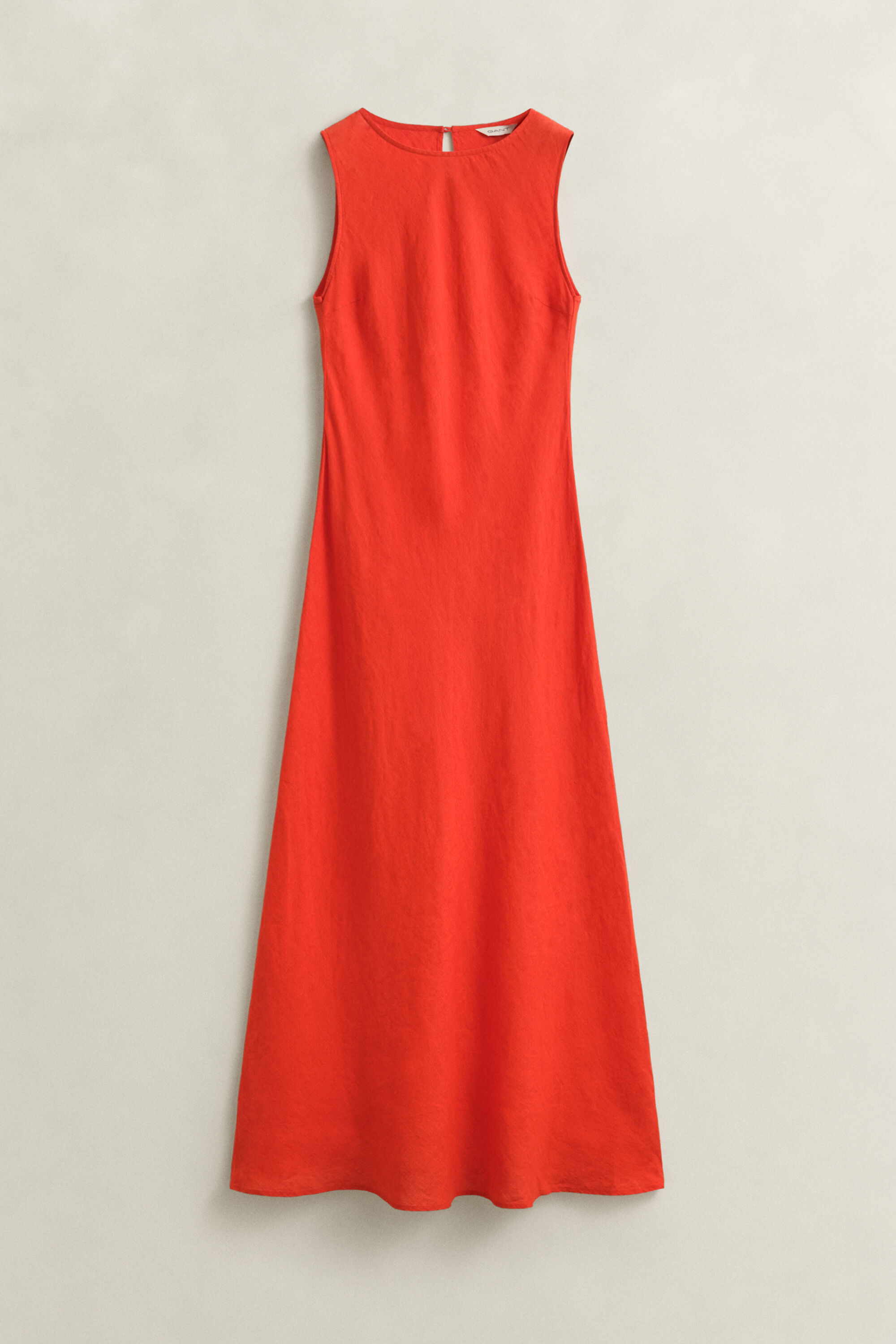 Schuin geknipte linnen midi-jurk