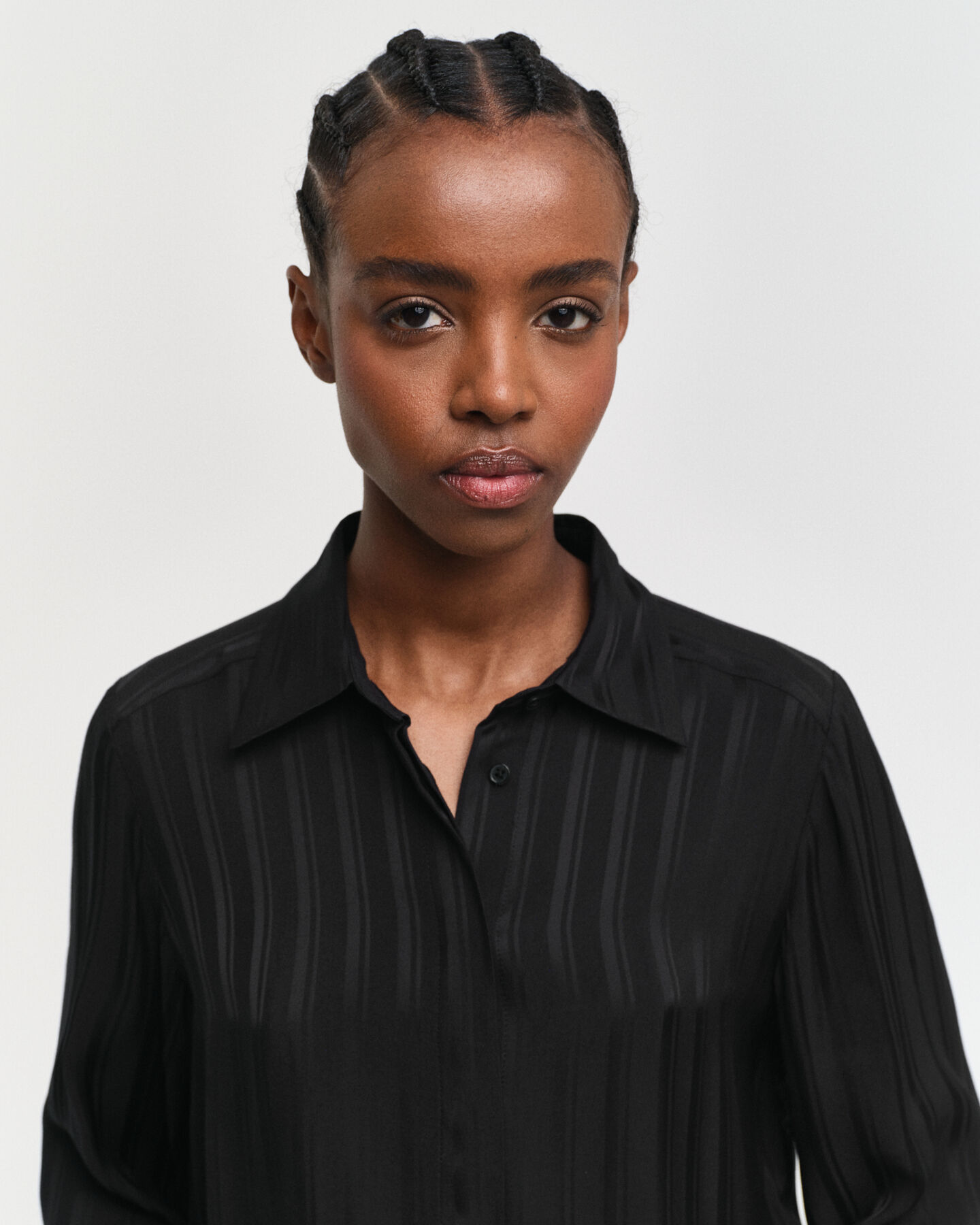 Regular Fit satijnen overhemd met strepen