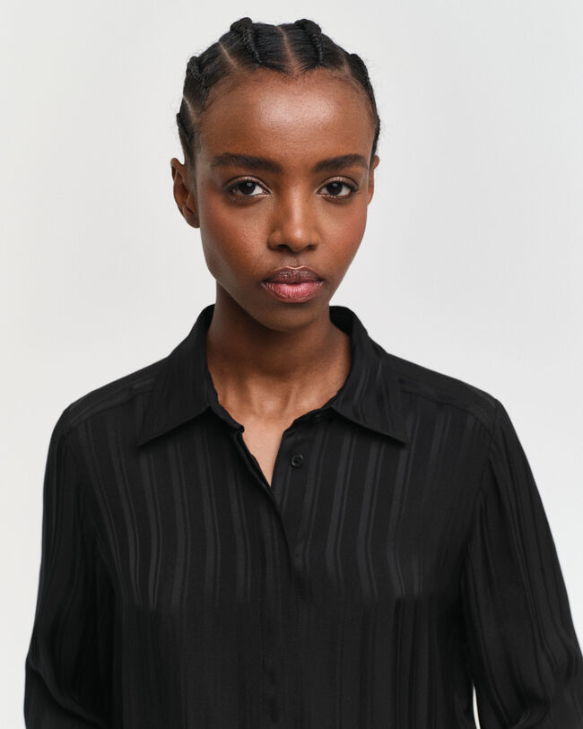 Regular Fit satijnen overhemd met strepen