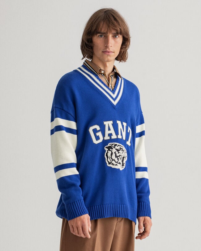 Tiger sweater met V-hals