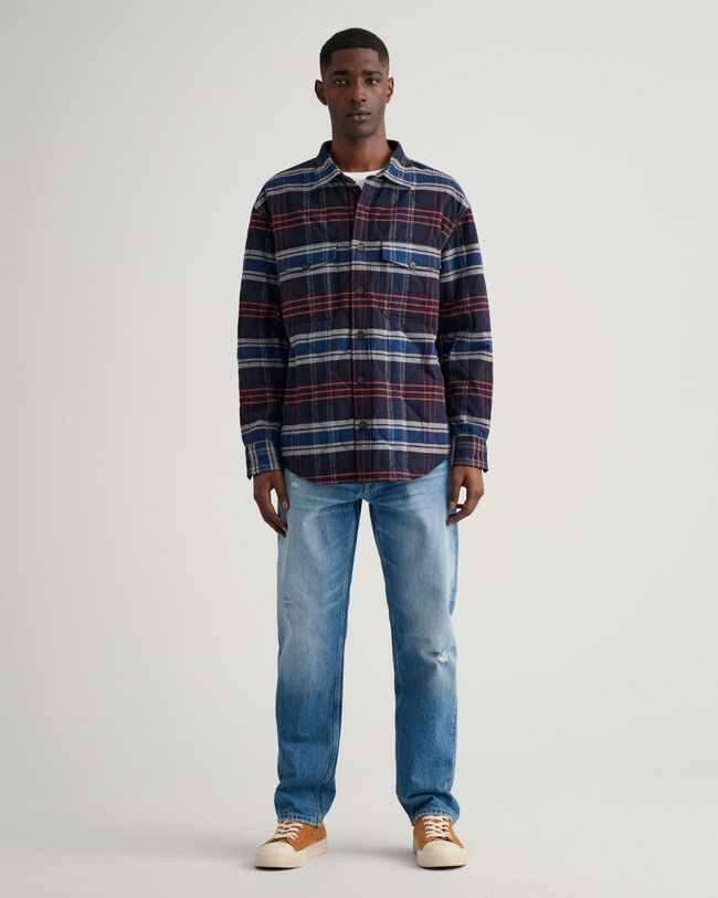 Doorgestikt flanellen overshirt