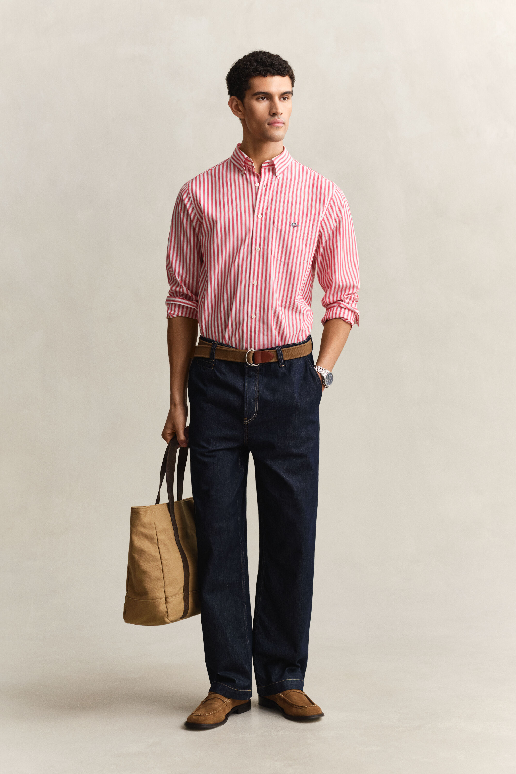 Klassiek poplin overoverhemd met strepen