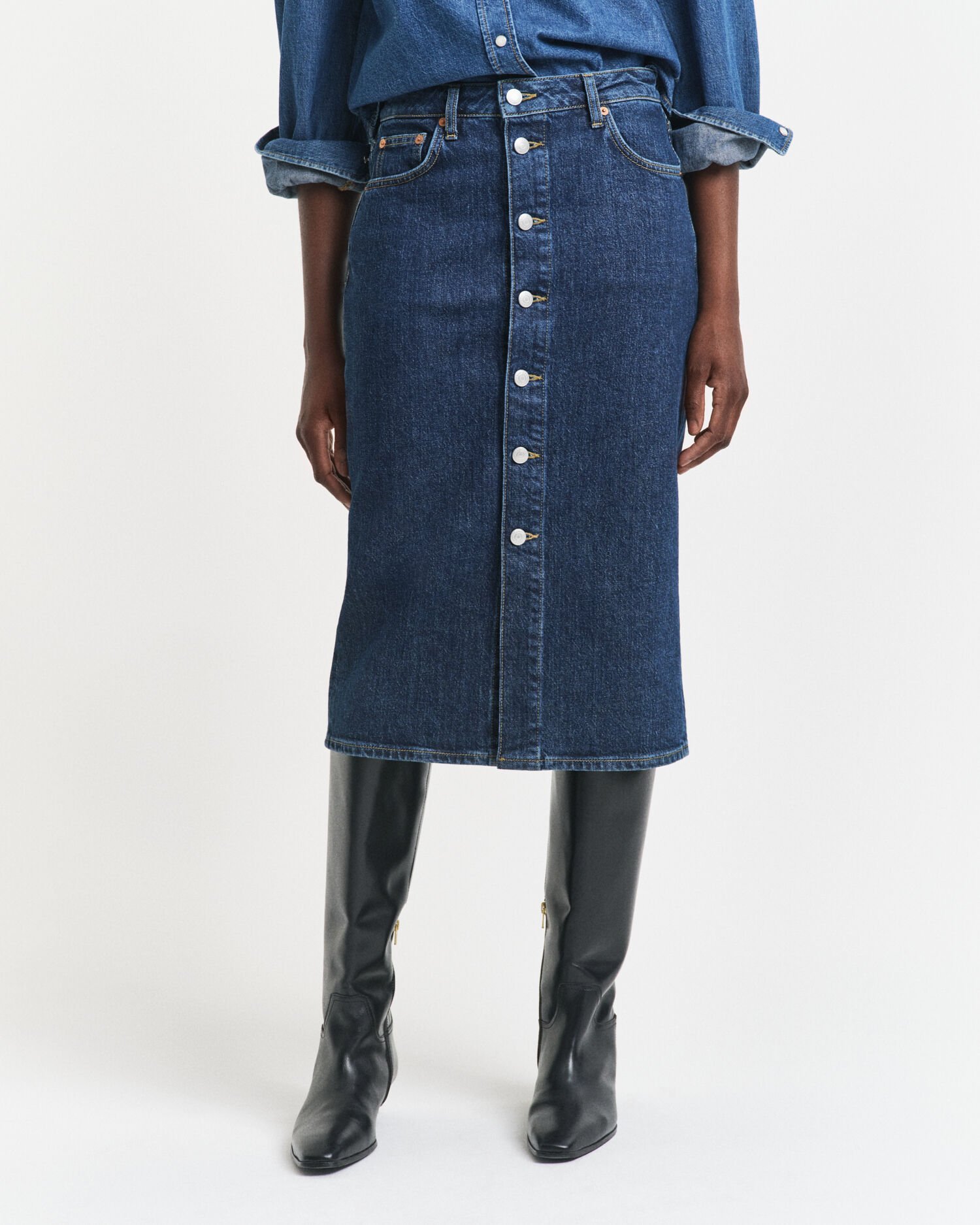 Denim minirok met knopen