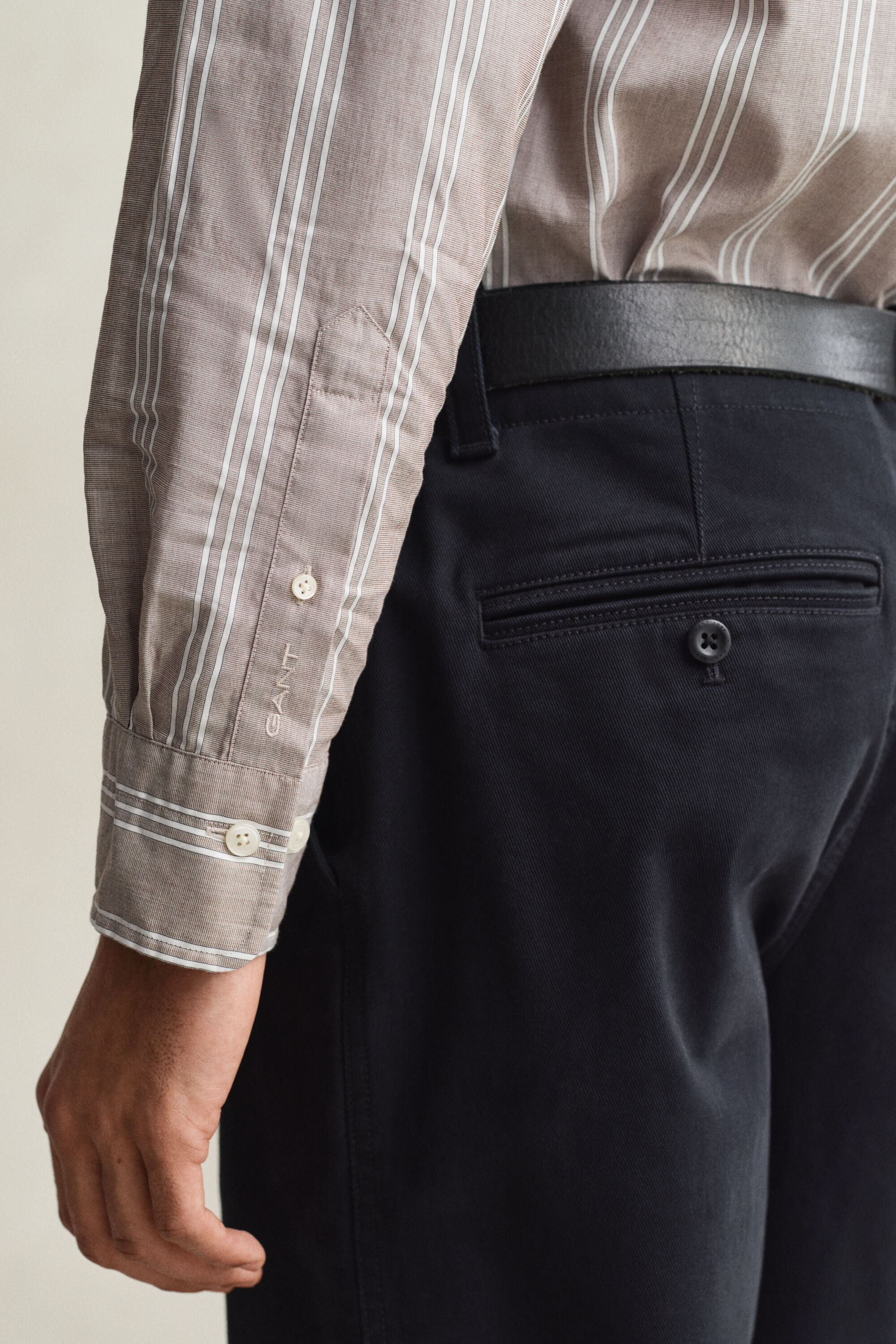 Regular Fit fil-à-fil poplin overhemd met strepen