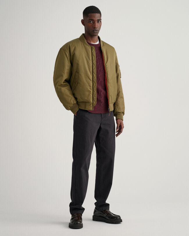 Lamswollen kabeltrui met ronde hals