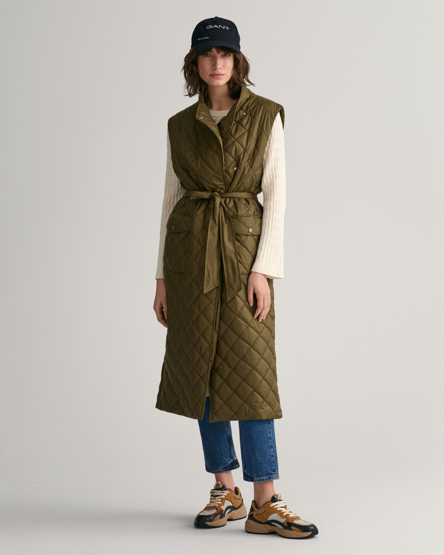 Lange gewatteerde bodywarmer