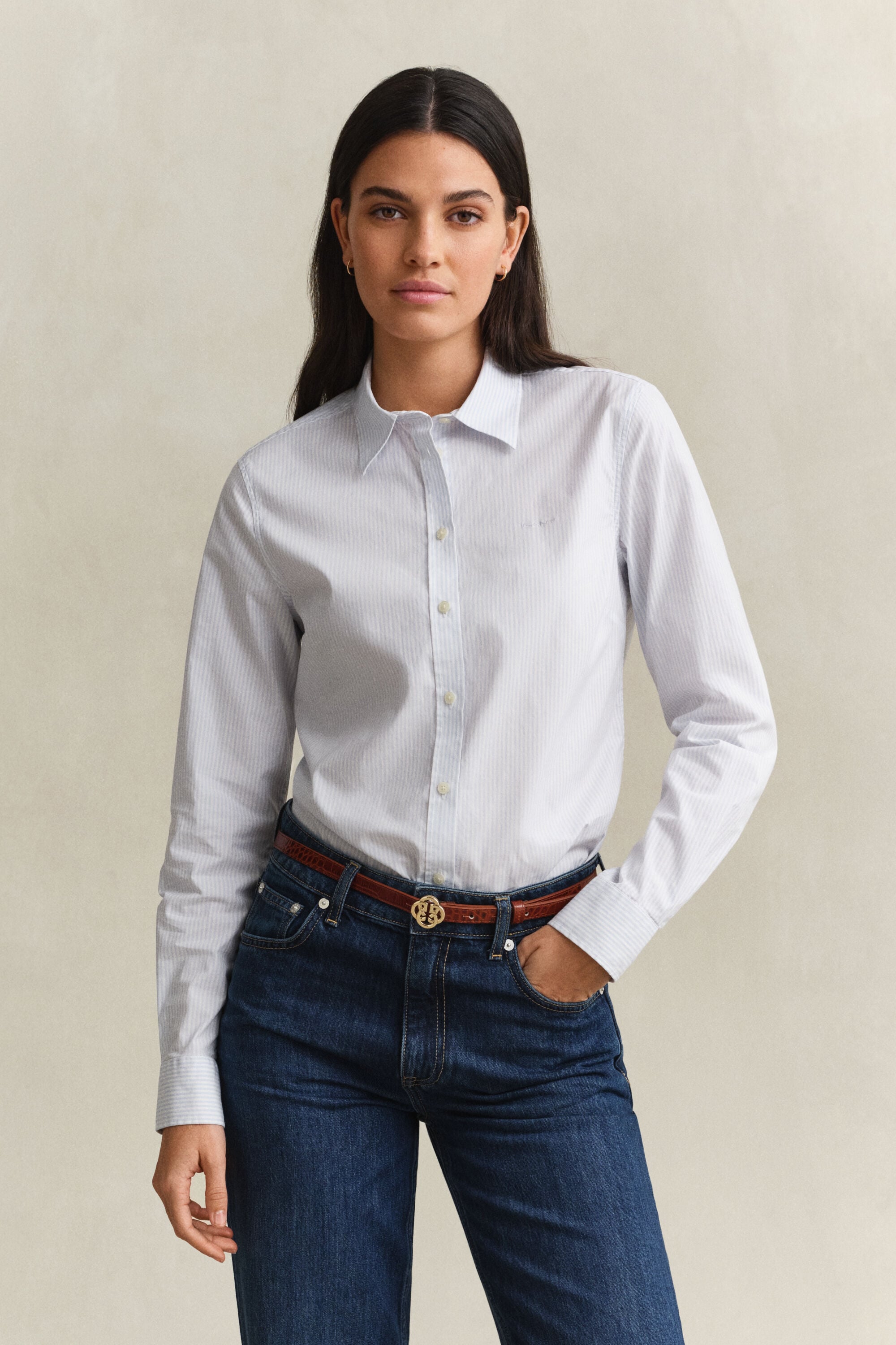 Poplin overhemd met strepen