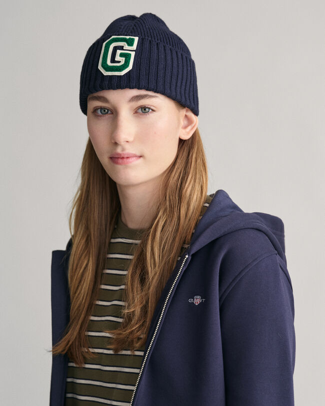 Teens ribgebreide beanie met G-badge