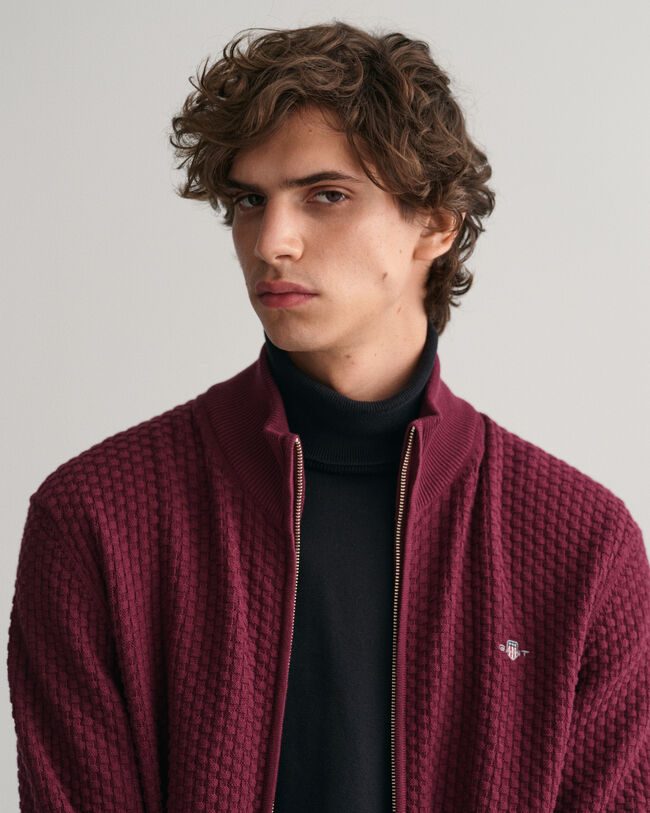 Katoenen vest met ritssluiting en textuur