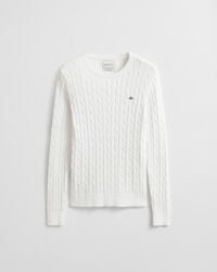 Gebreide kabeltrui met ronde hals van stretchkatoen