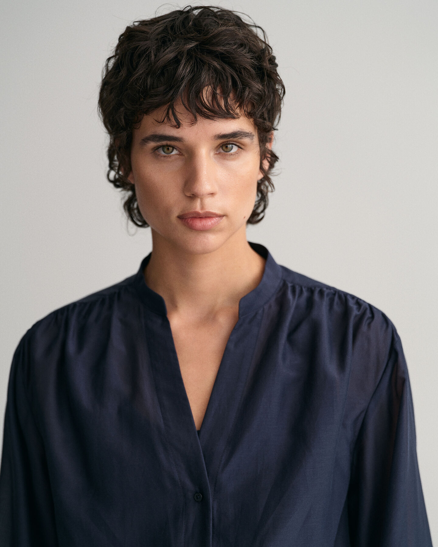 Relaxed Fit blouse van katoen en zijde