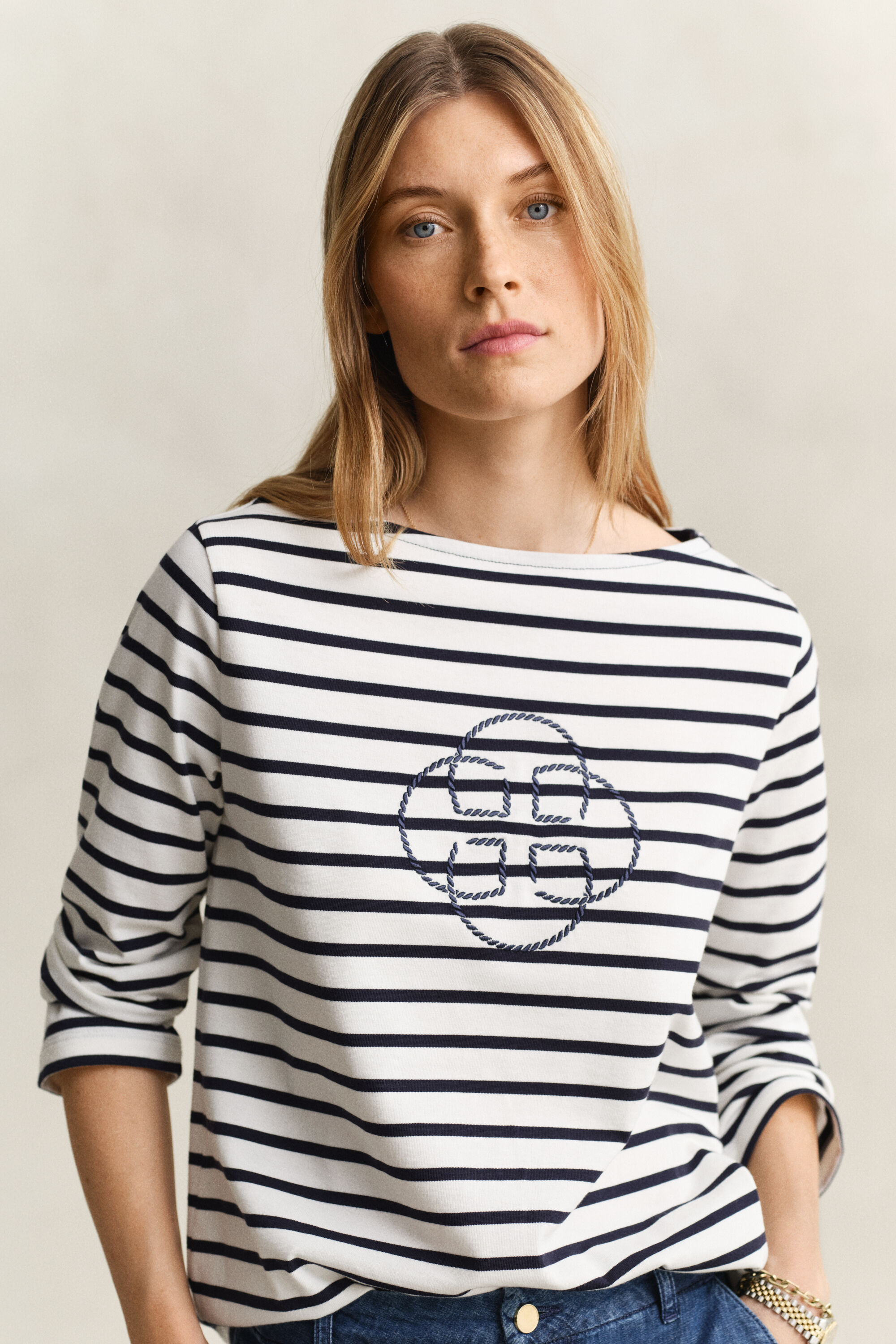 T-shirt met driekwart mouwen