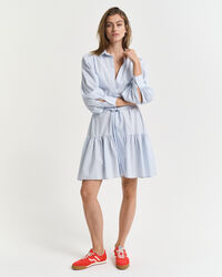 Gestreepte klassieke poplin jurk