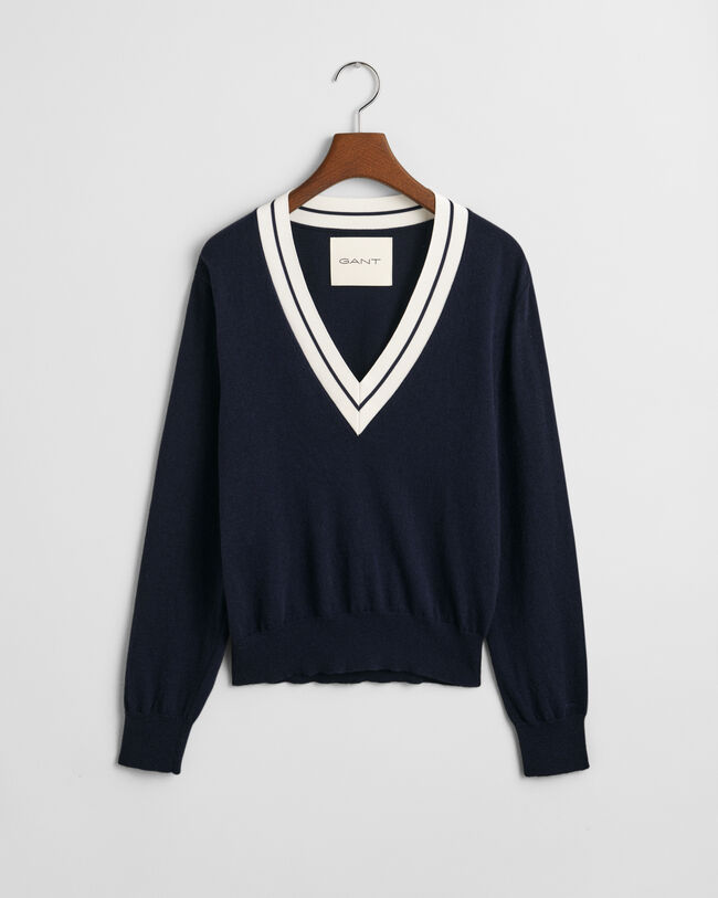 Contrast trui met V-hals