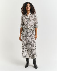 Halflange plooirok met boomprint