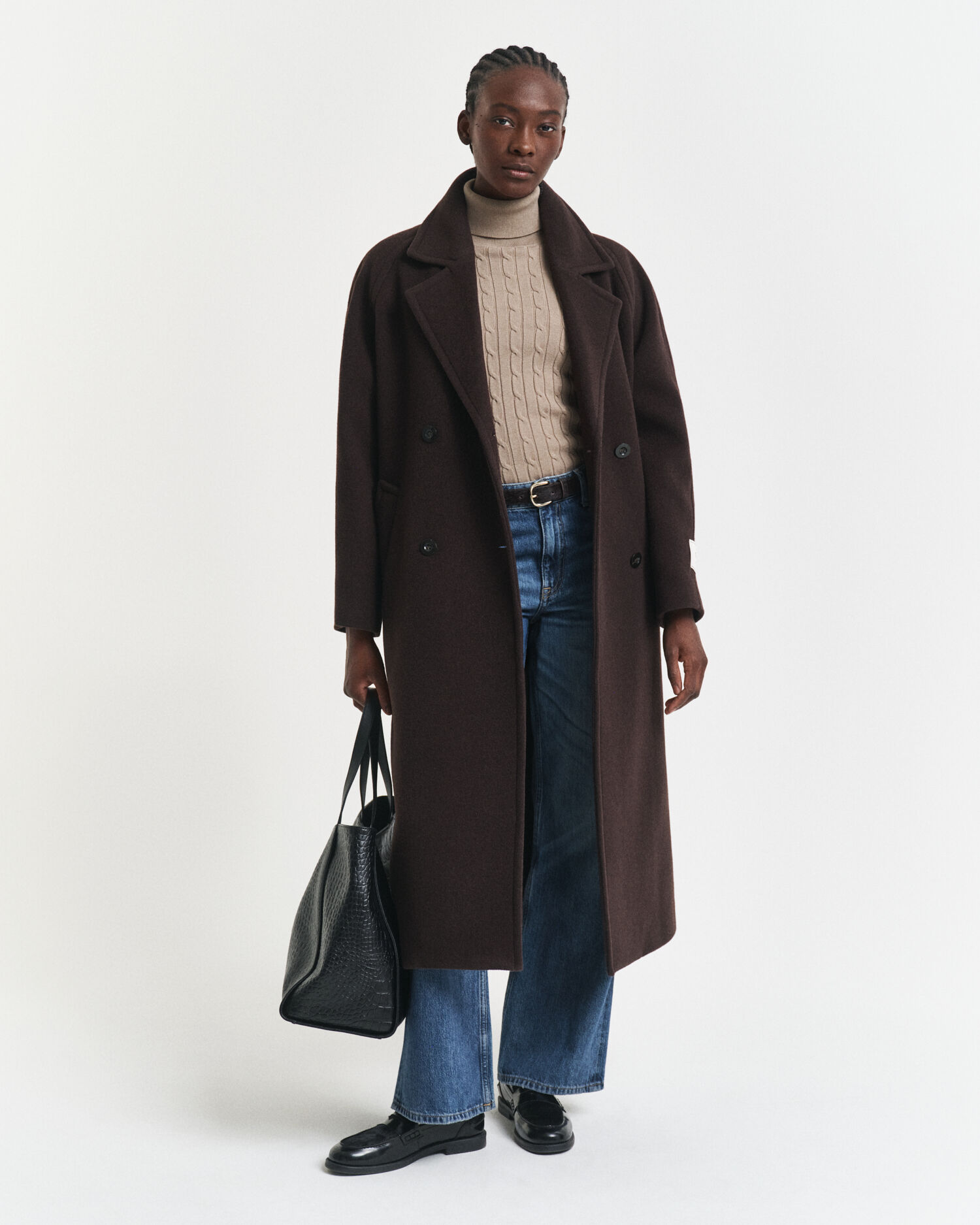 Kabelgebreide coltrui van stretchkatoen