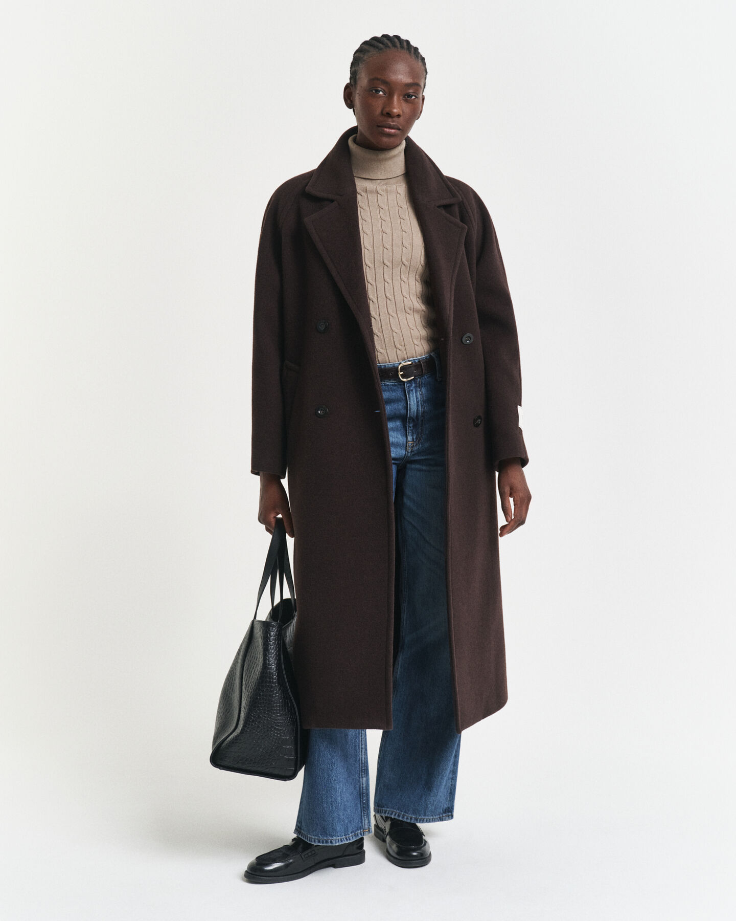 Kabelgebreide coltrui van stretchkatoen