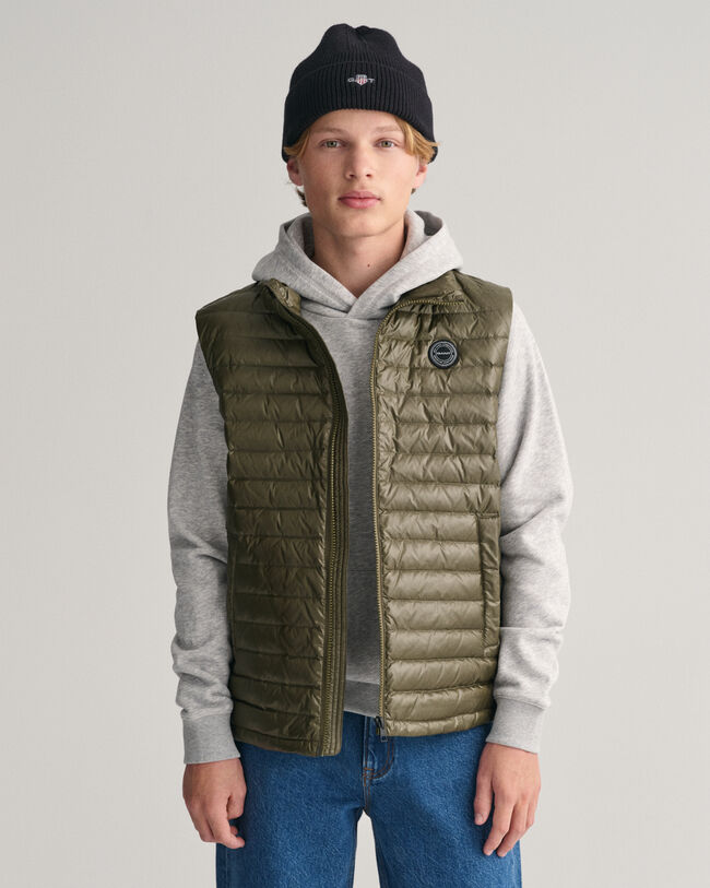 Teens glanzende lichtgewicht bodywarmer met wattering