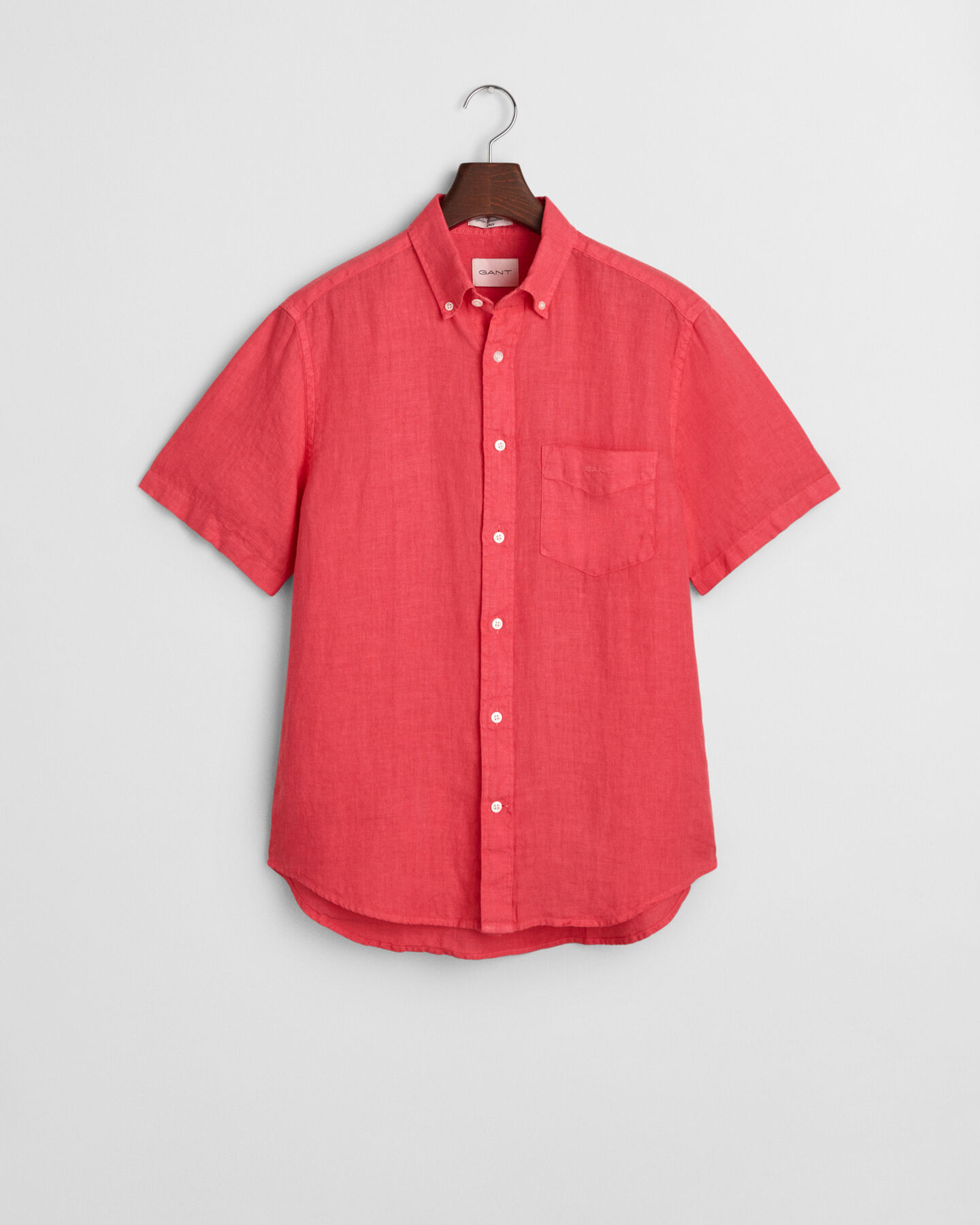 Regular Fit speciaal geverfd linnen overhemd met korte mouwen