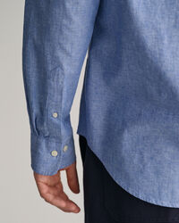 Regular Fit overhemd van katoen en linnen