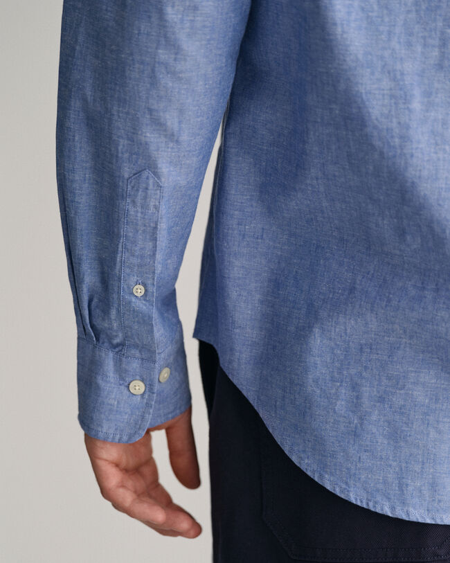 Regular Fit overhemd van katoen en linnen