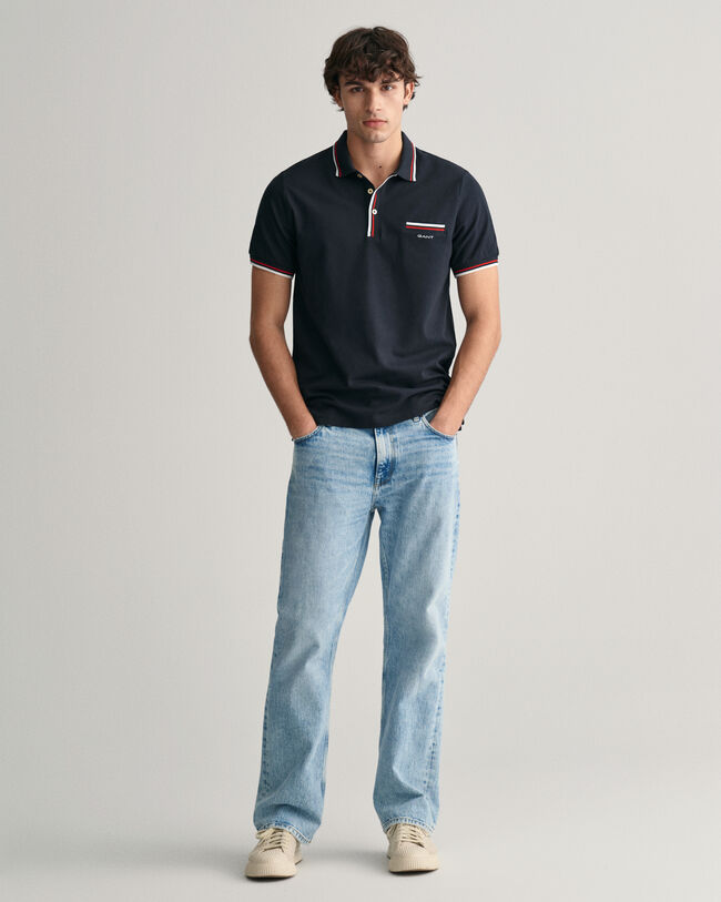 Piqu&eacute; poloshirt met tweekleurige rand