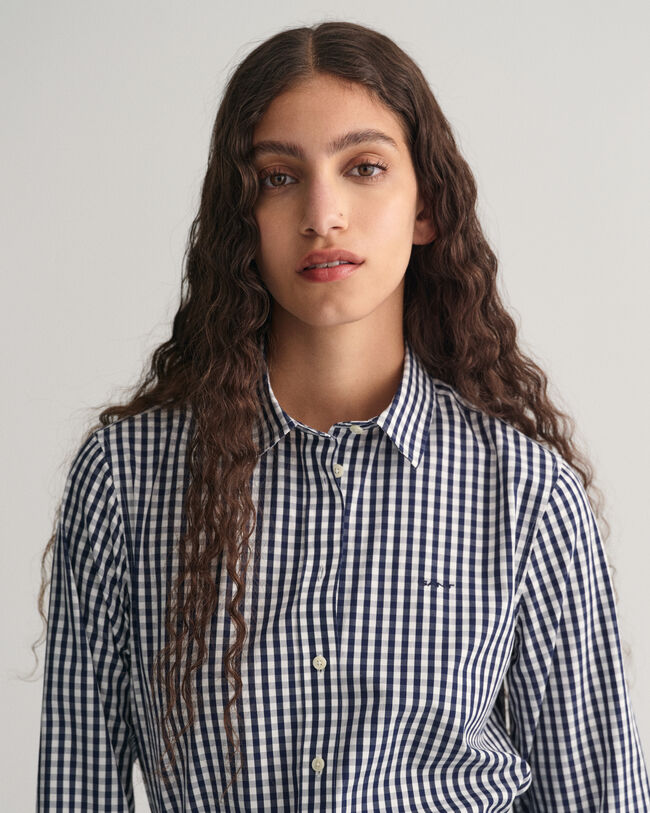 Regular Fit poplin overhemd met Gingham-ruitje