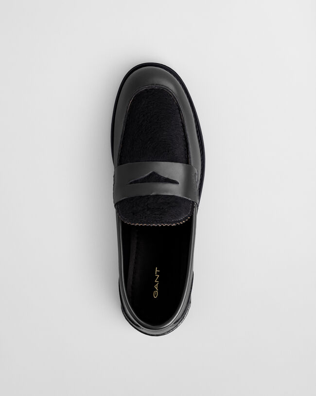 Gracelyn leren loafers met bont