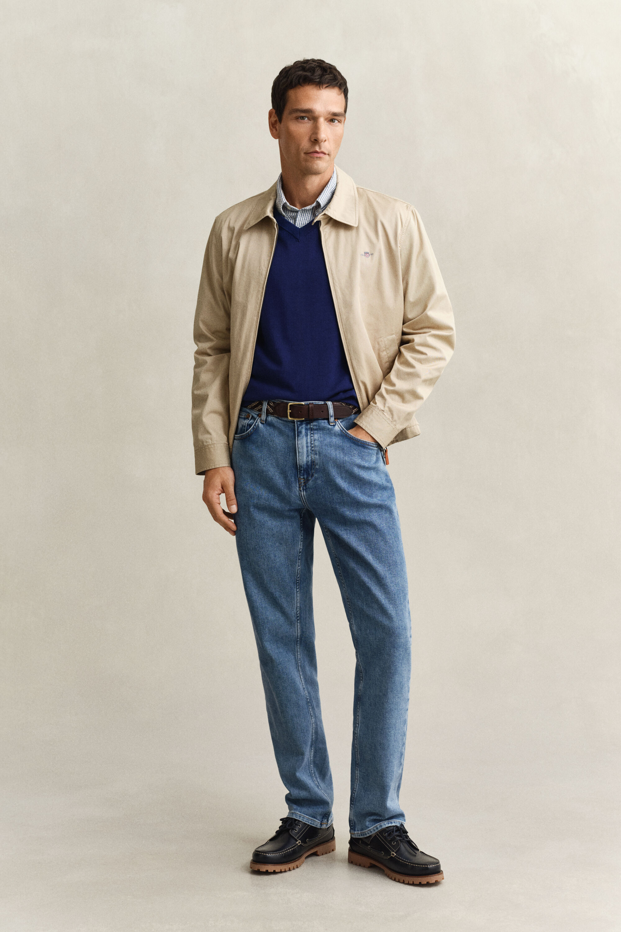 Klassieke sweater van katoen met V-hals