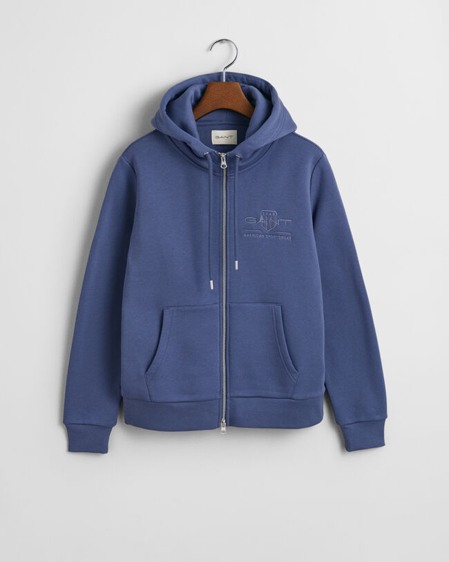 Tonal Shield hoodie met ritssluiting