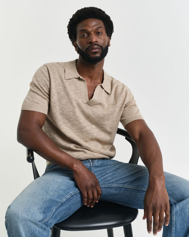 Polotrui met korte mouwen van linnenmix