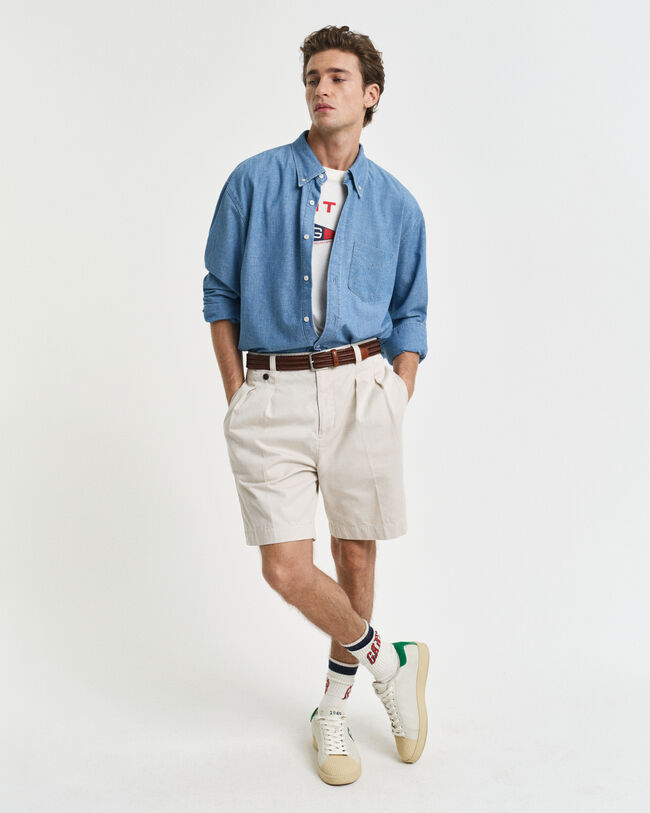 Relaxed Fit chinoshort van katoenkeper