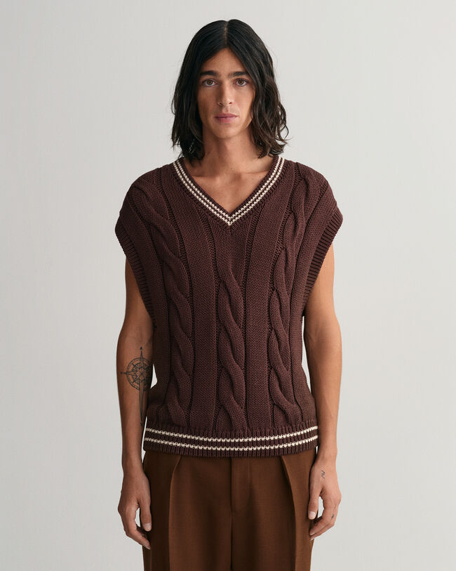 Gebreide bodywarmer met kabels