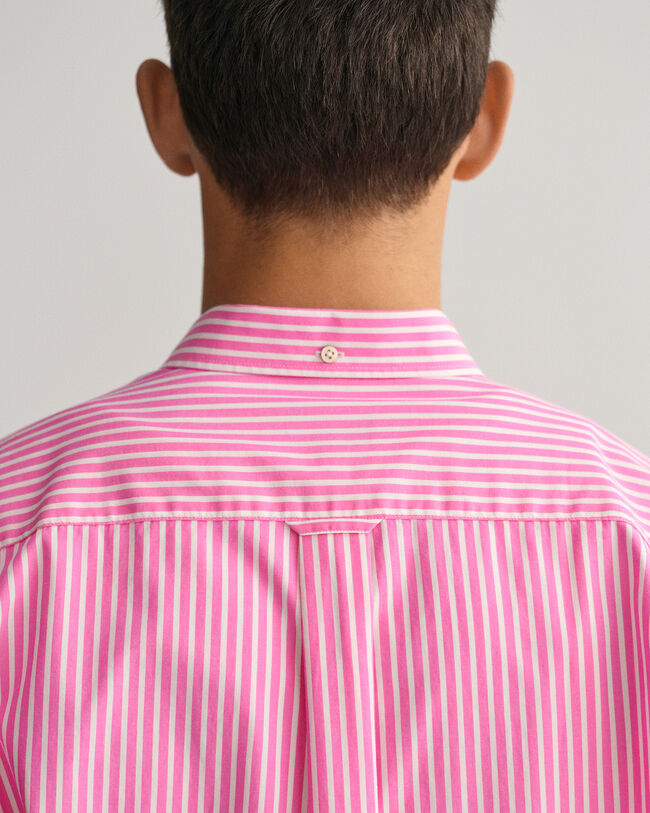 Regular Fit gestreept overhemd van poplin met korte mouwen