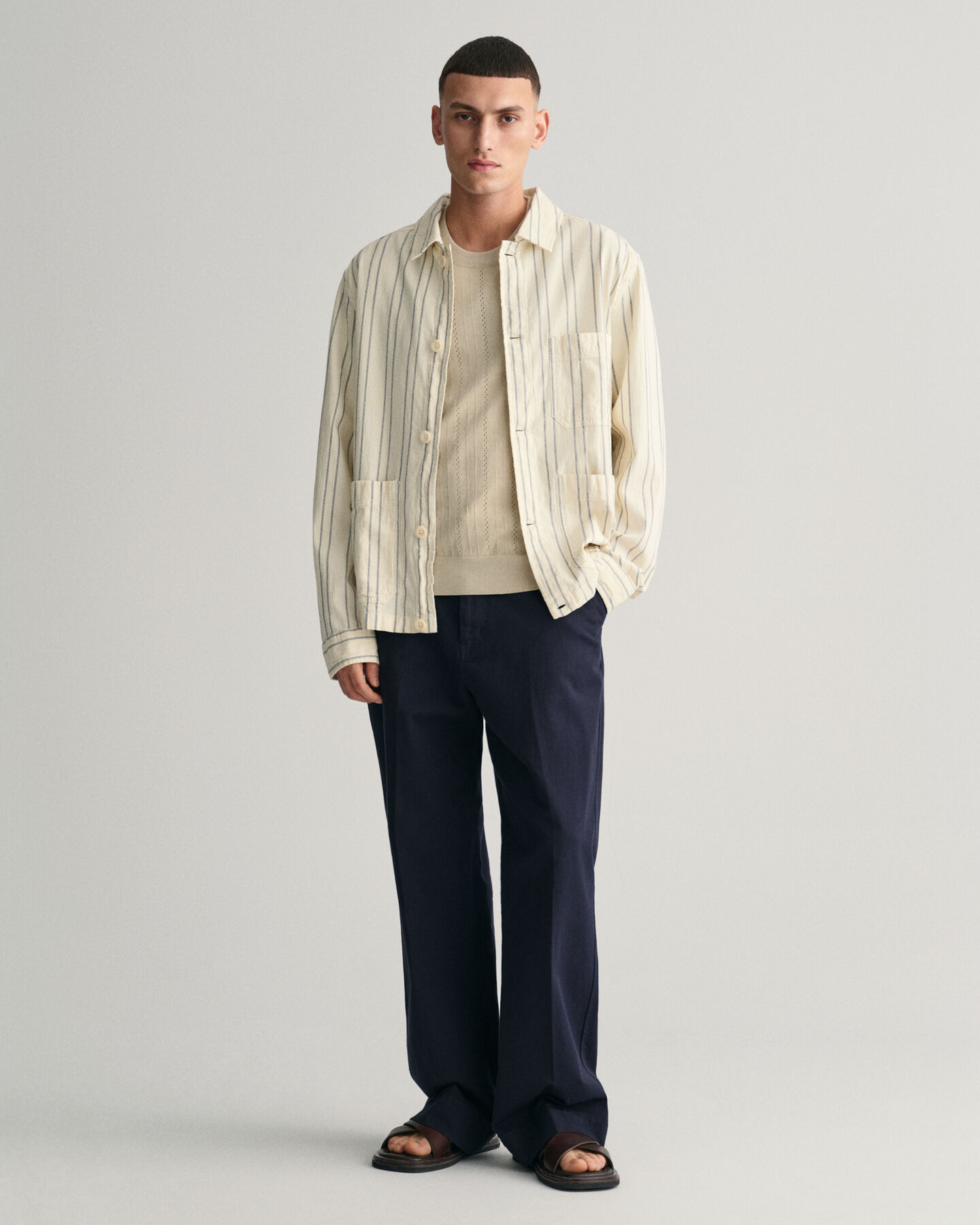 Pointelle Textured sweater met korte mouwen