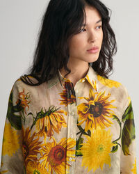 Relaxed Fit Sunflower-print overhemd van katoenzijde
