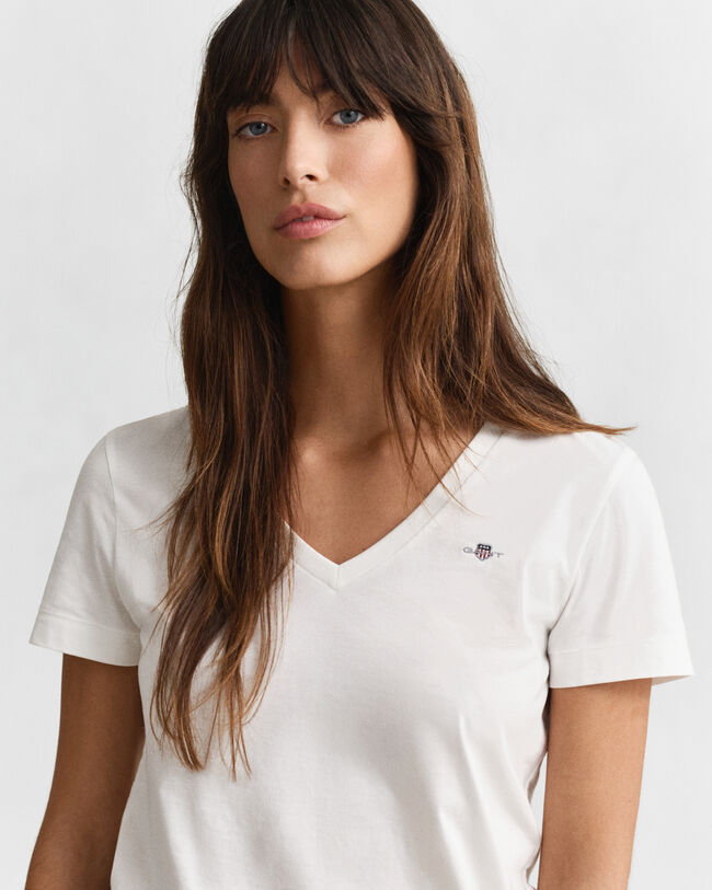 Shield T-shirt met V-hals