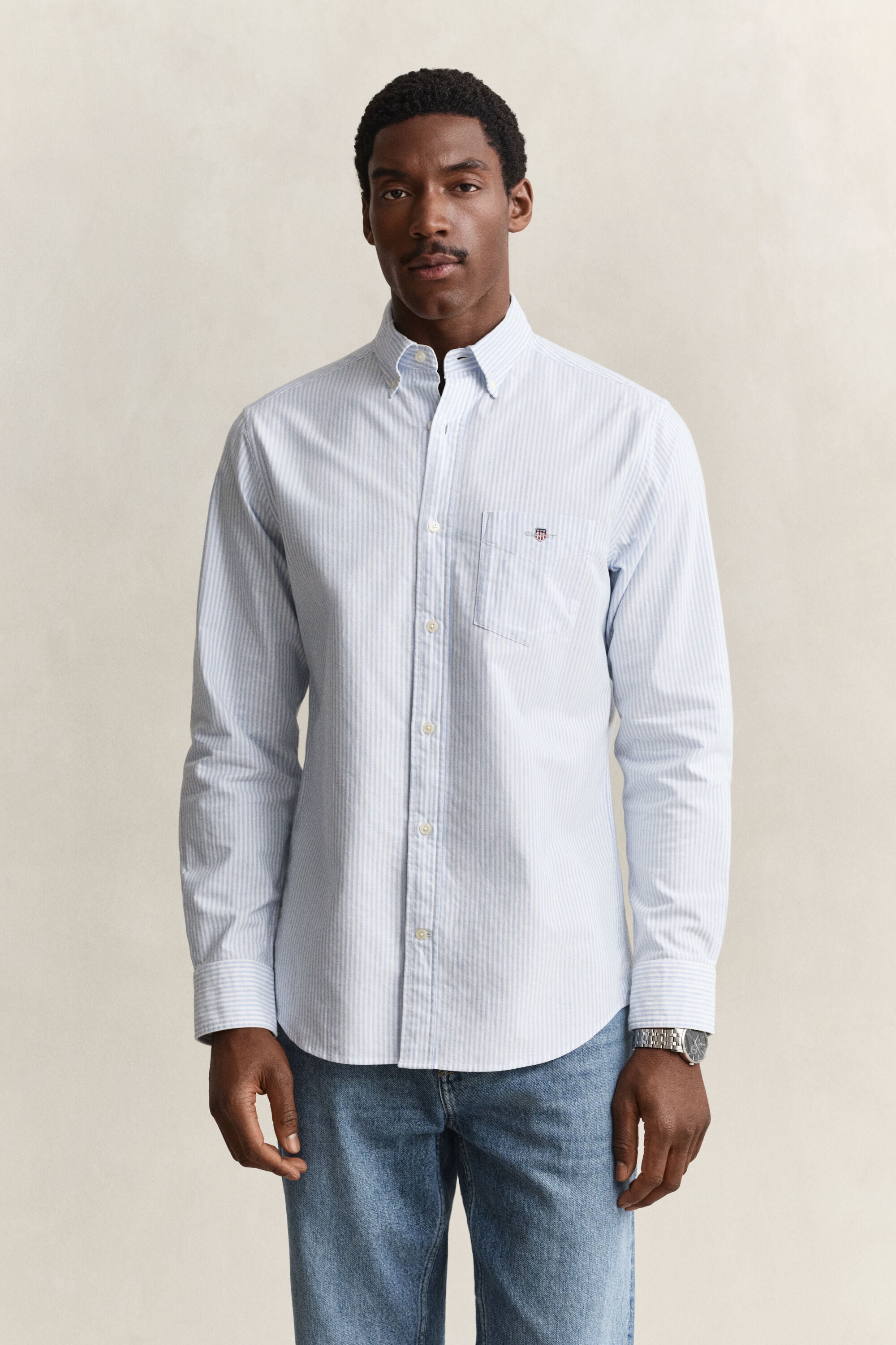 Classic Regular gestreept Oxford-overhemd