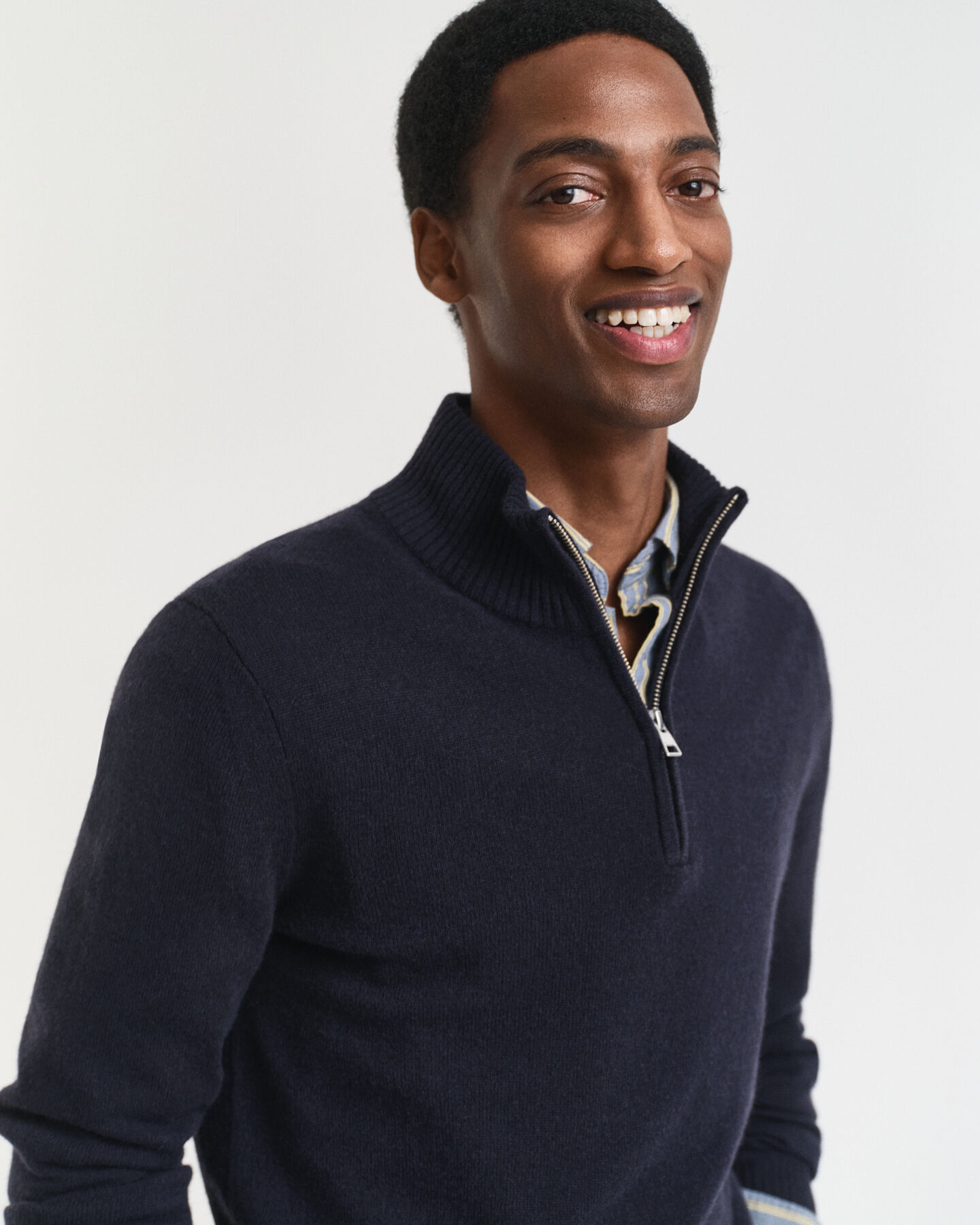 Kasjmier trui met korte rits