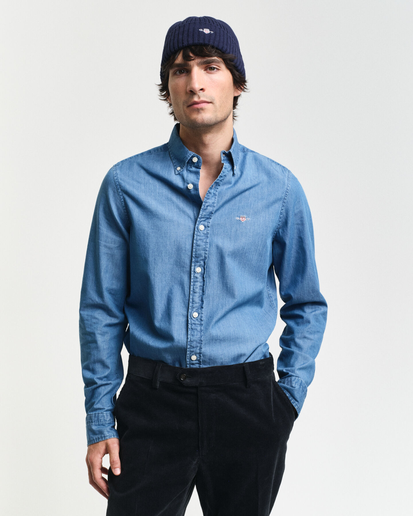 Slim Fit indigo overhemd