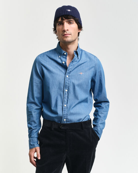 Slim Fit indigo overhemd