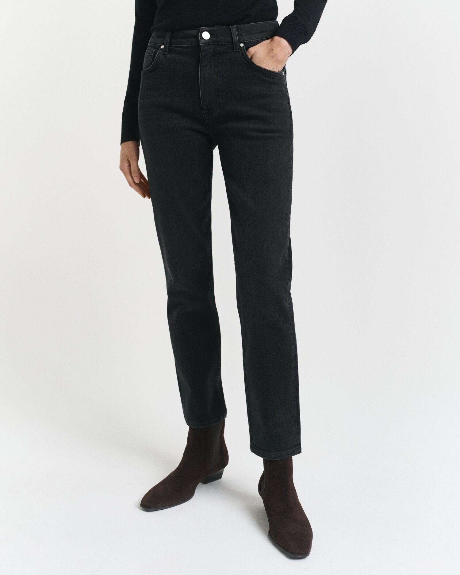 Zwarte Slim Fit cropped jeans