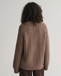 Geribde polosweater van gekrulde wol