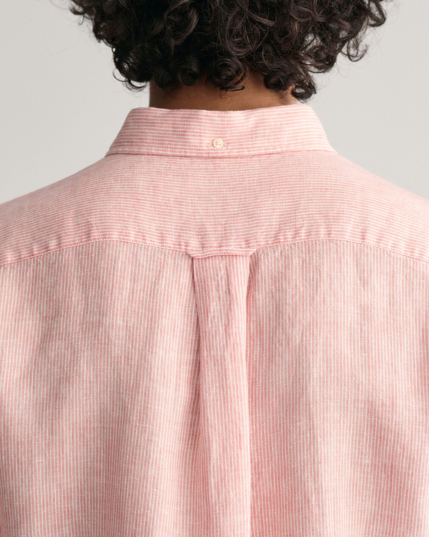 Regular Fit linnen overhemd met korte mouwen en strepen