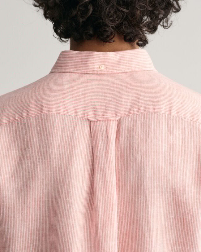 Regular Fit linnen overhemd met korte mouwen en strepen